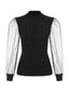 1960s Solid Half Turtleneck Puff Sleeve Knitted Top