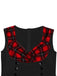 Red & Black 1950s Plaid V-Neck Dress