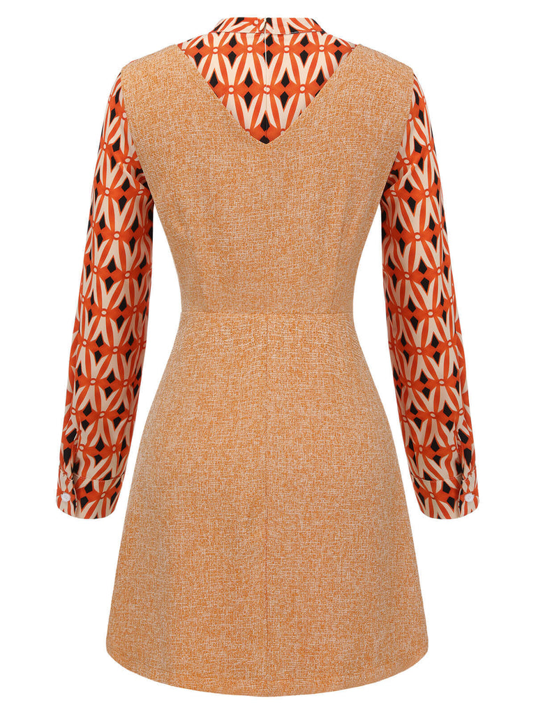 2PCS 1960s Orange Blouse & Tweed Mini Dress