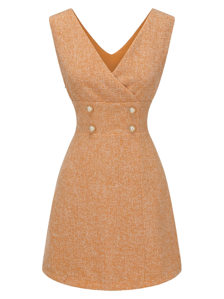 2PCS 1960s Orange Blouse & Tweed Mini Dress