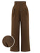 Dark Brown 1930s Buttoned Solid Shift Pants