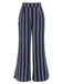 Navy Blue 1940s Stripes Wide-Leg Pants