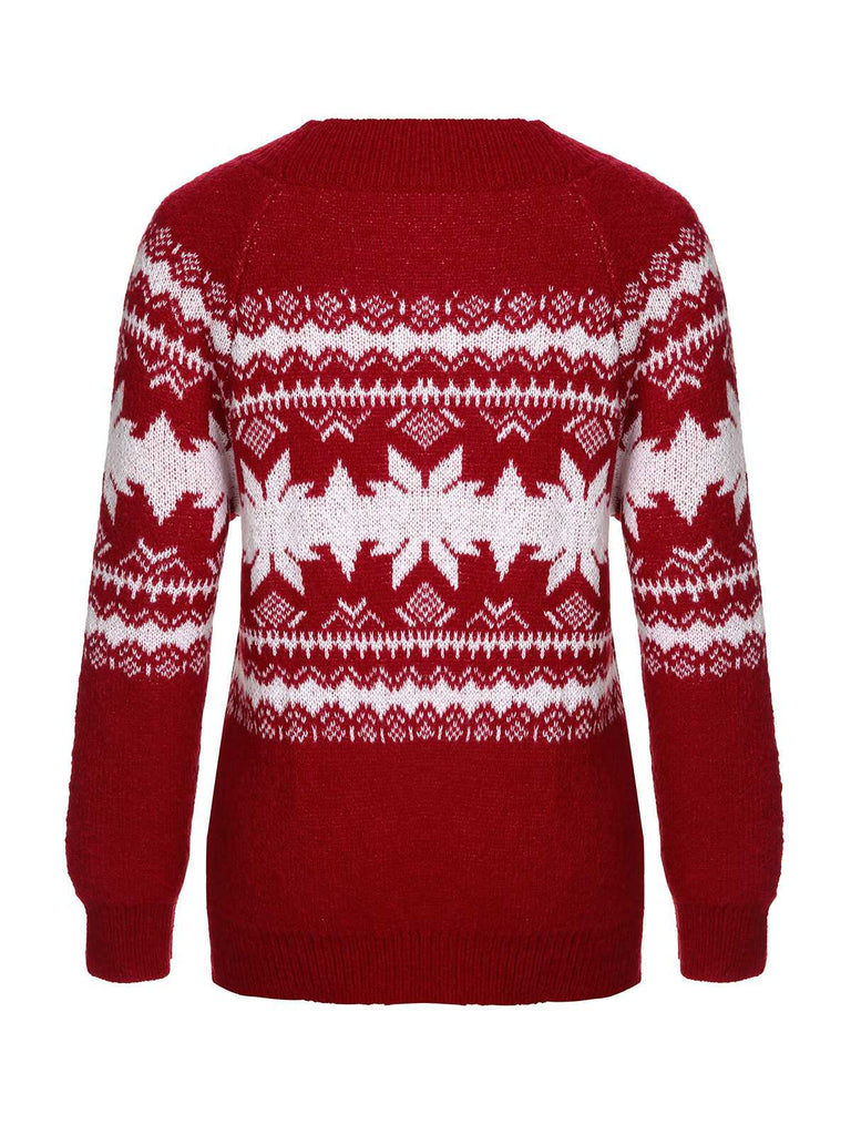 Red 1950s Fair Isle Christmas Sweater