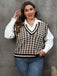 [Plus Size] 1960s Jacquard Contrasting Houndstooth Wool Vest