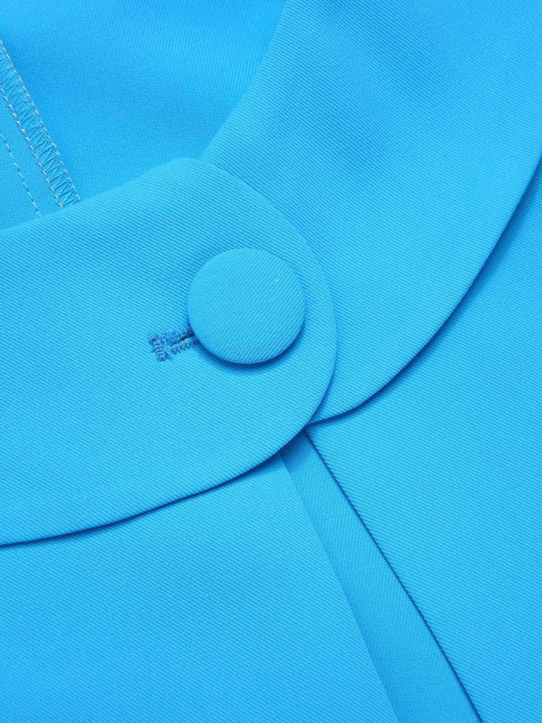 Sky Blue 1960s Lapel Button Solid Coat | Retro Stage