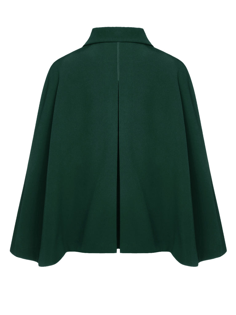 Green 1940s Lapel Cape Coat