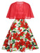 [Pre-Sale] 2PCS Red 1950s Christmas Poinsettia Dress & Cape