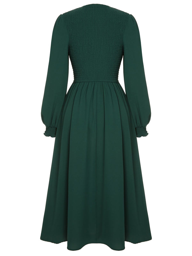 Green 1940s Top Elastic Regular Sleeve Dress | Retro Stage