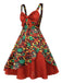 [Pre-Sale] Red 1950s Christmas Bow Decor Strap Dress