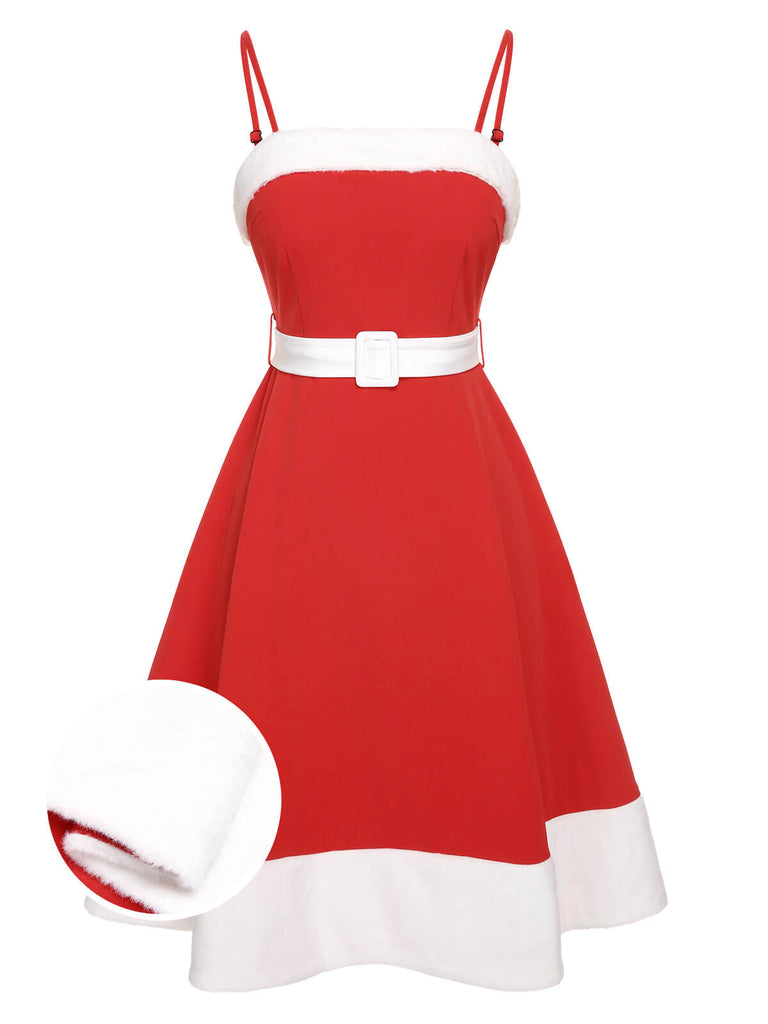 [Pre-Sale] Red & White 1950s Christmas Patchwork Strap Dress