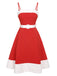 [Pre-Sale] Red & White 1950s Christmas Patchwork Strap Dress