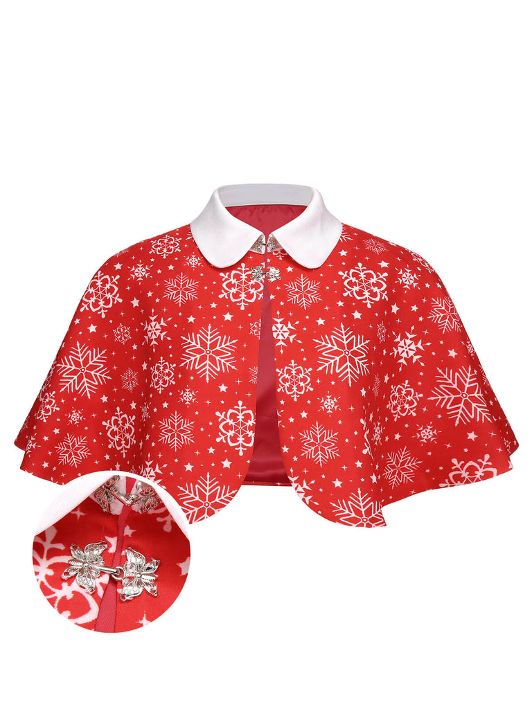 [Pre-Sale] Red 1950s Christmas Snowflake Lapel Cape