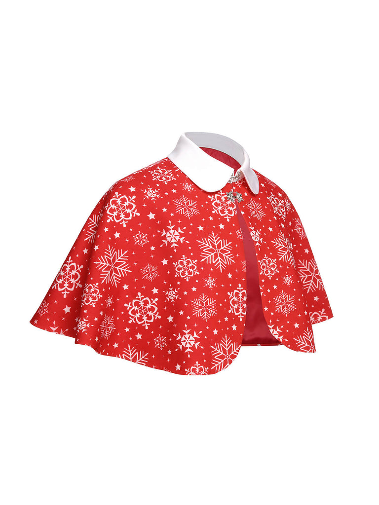 [Pre-Sale] Red 1950s Christmas Snowflake Lapel Cape