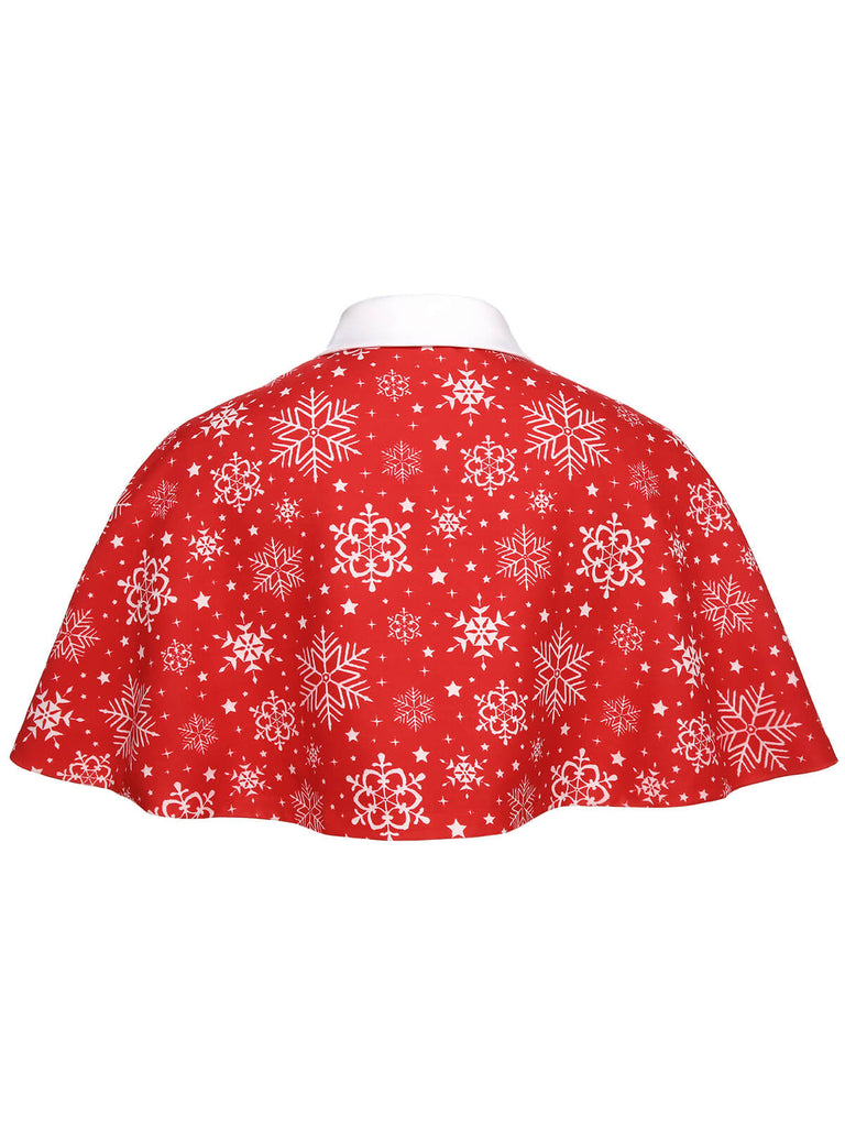 [Pre-Sale] Red 1950s Christmas Snowflake Lapel Cape