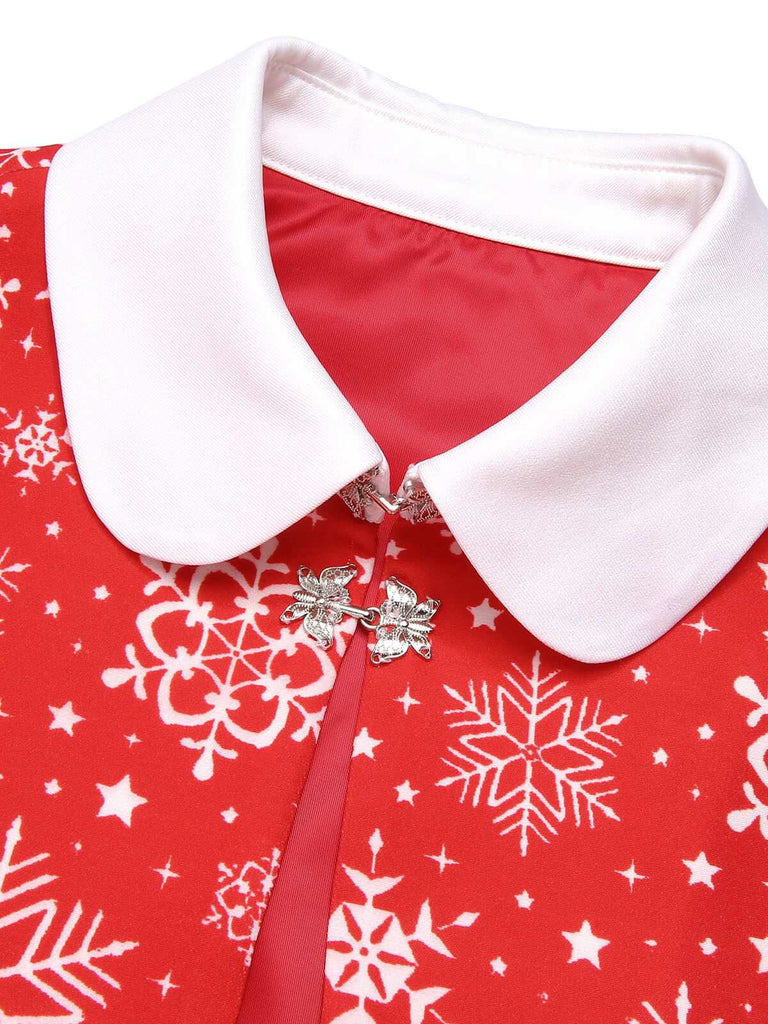 [Pre-Sale] Red 1950s Christmas Snowflake Lapel Cape