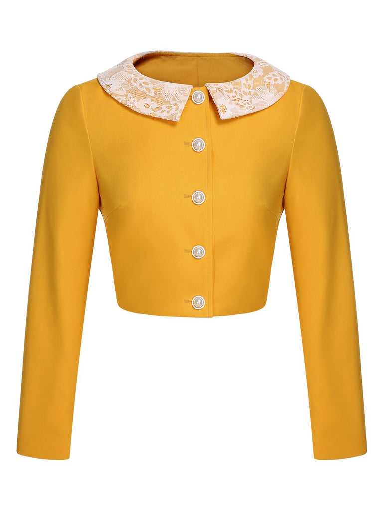 [Pre-Sale] Yellow 1960s Solid Lace Lapel Jacket