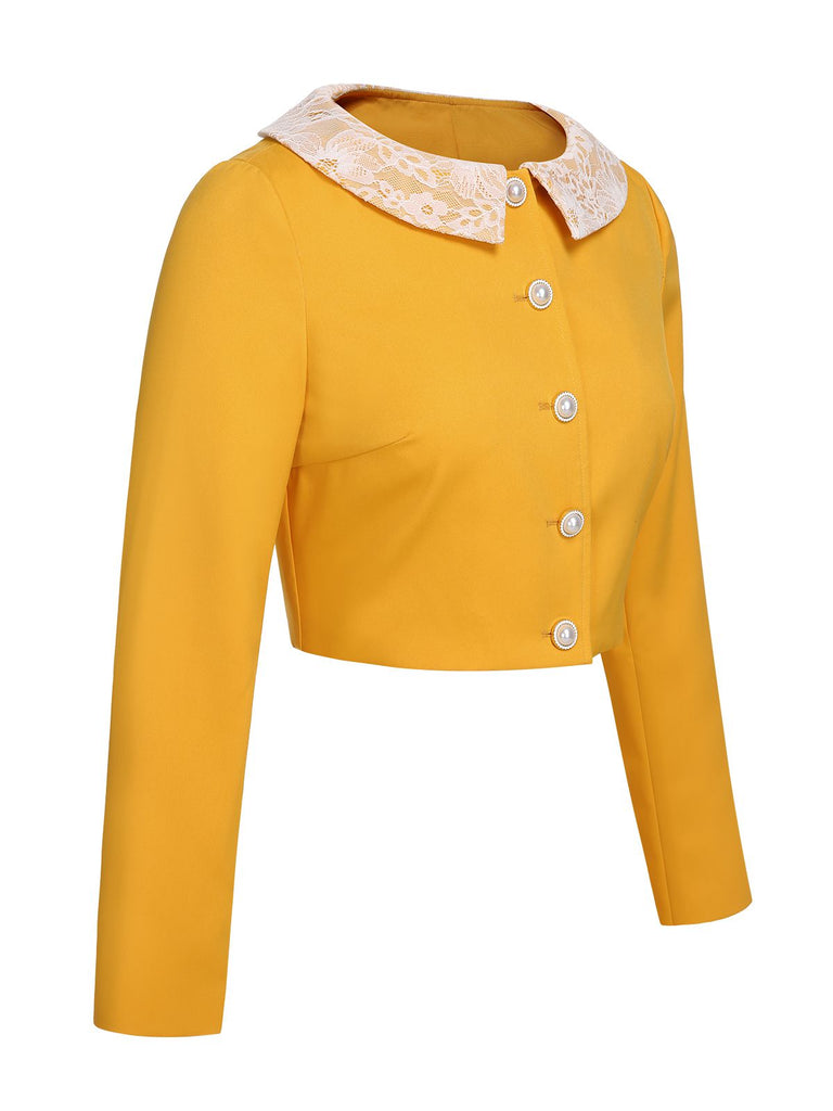 [Pre-Sale] Yellow 1960s Solid Lace Lapel Jacket