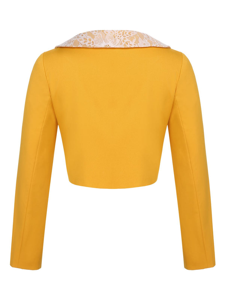 [Pre-Sale] Yellow 1960s Solid Lace Lapel Jacket