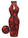 Deep Red 1960s Halloween Skull Halter Dress