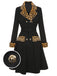 Black 1950s Leopard Lapel Pocket Coat