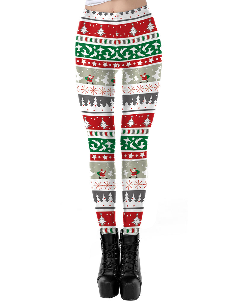 1960s Christmas Printed Mid-Rise Leggings