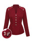 Red 1940s Stand Collar Butterflies Blouse