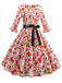 1950s Christmas Flare Sleeve Belted Dress