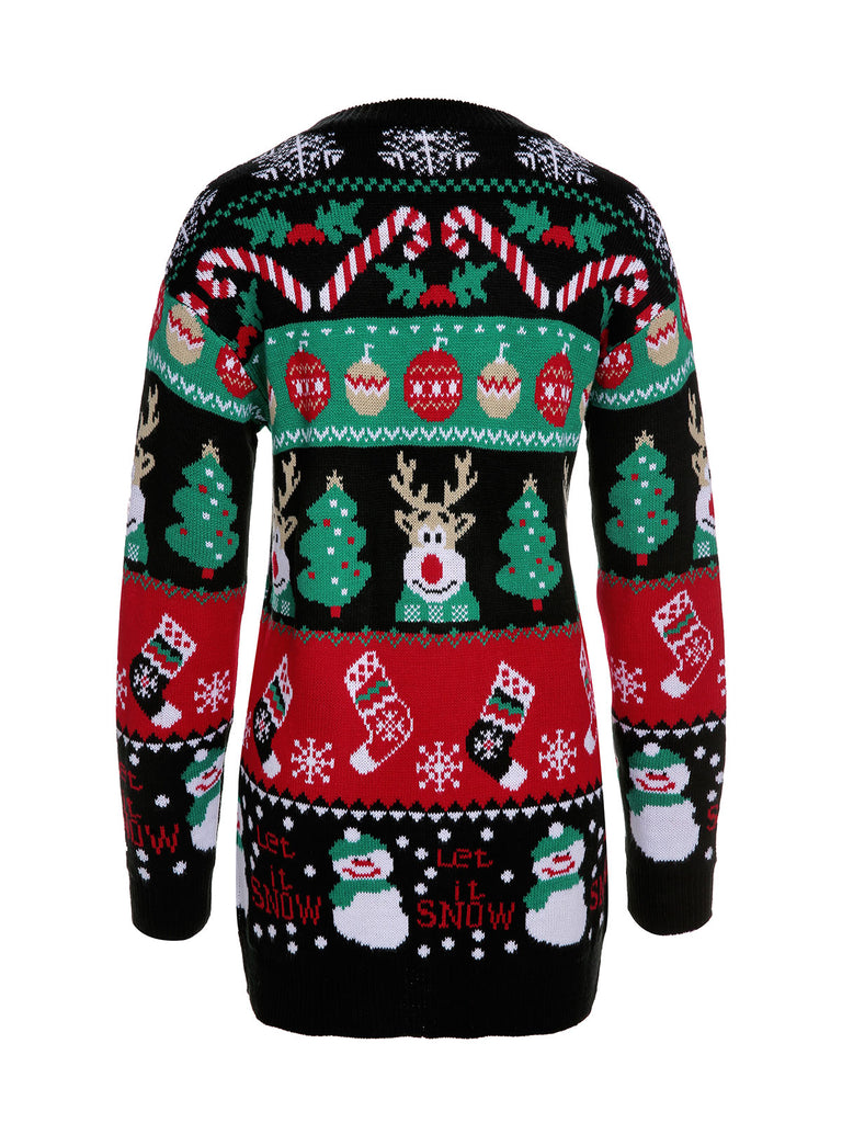 Black 1940s Christmas Knitted Sweater