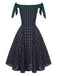 [Pre-Sale] Green 1950s Scottish Plaid Off-Shoulder Bow Dress