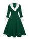 [Pre-Sale] Green & White 1950s Christmas Lapel Dress