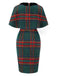 1960s Plaid Cloak Sleeve Velvet Collar Dress