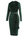 Green 1960s Glitter Patchwork Belted Dress