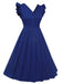 Blue 1950s Pleated Ruffles Vest Dress