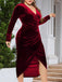 [Plus Size] 1960s Velvet V-Neck Wrap Dress