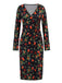 1960s Christmas Print V-Neck Wrap Dress