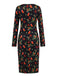 1960s Christmas Print V-Neck Wrap Dress