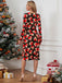 1960s Christmas Print V-Neck Wrap Dress