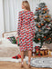 1960s Christmas Print V-Neck Wrap Dress