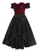 [Pre-Sale] Black 1950s Off-Shoulder Glitter Bow Decor Dress