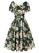 [Pre-Sale] Green 1950s Cowl Neck Painting Flower Dress