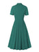 [Plus Size] 1950s Solid Lapel Button Swing Dress