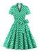 [Plus Size] 1950s Polka Dots Waist Tie Lapel Dress