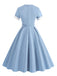 1950s Solid Contrast V-Neck Swing Dress