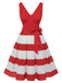 [Pre-Sale] Red 1950s V-Neck Stripes Sleeveless Dress