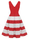 [Pre-Sale] Red 1950s V-Neck Stripes Sleeveless Dress