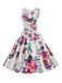 1950s V-Neck Floral Sleeveless Dress