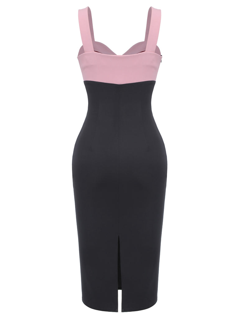 [Pre-Sale] Dark Gray 1960s Solid Wide Strap Bow Dress