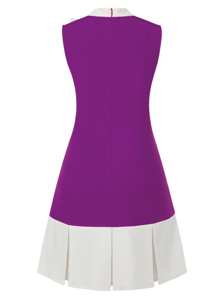 [Pre-Sale] Purple 1960s Crew Bowknot Sleeveless Dress