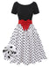 Black 1950s Polka Dots Boat Neck Dress