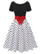 Black 1950s Polka Dots Boat Neck Dress